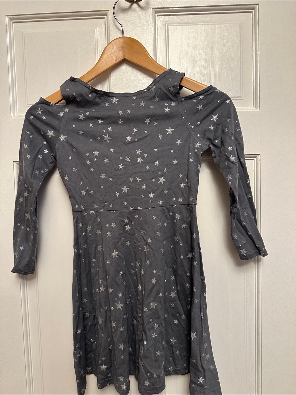 The Children's Place Gray Star-Print Long Sleeve Skater Dress